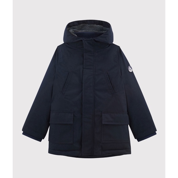 New Petit Bateau Toddler Navy Coated Cotton Parka